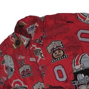 Ohio State Buckeyes Vintage Reyn Sports Hawaiian Button Up Camp Shirt Mens Large